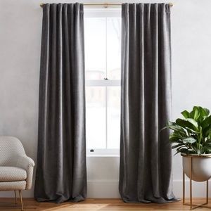 West Elm Worn Velvet Metal Gray Curtains 48”x 84”